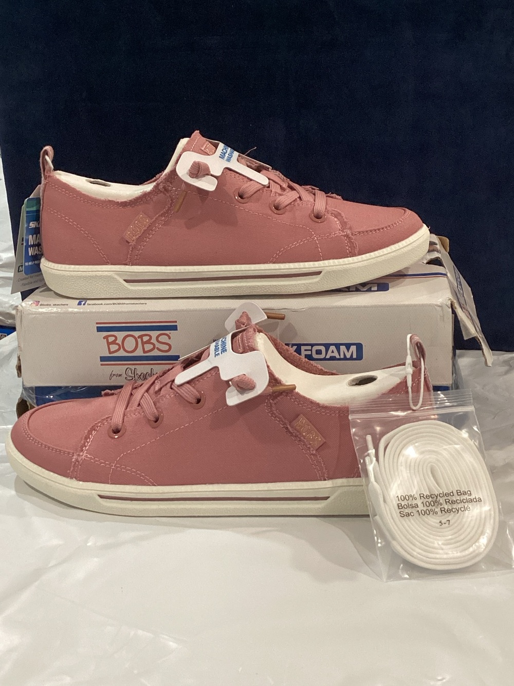 BOBS Skechers B Cute 2.0 Rose Pink Canvas Sneakers Women’s Size 7 NIB